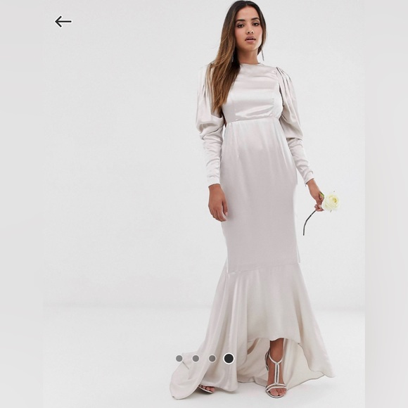 ASOS TALL Satin Fishtail Wedding Dress - Picture 1 of 6